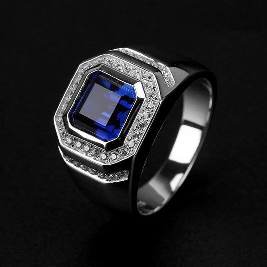 925 Sterling Silver Ring With Blue Sapphire Stone