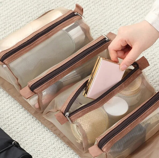 4PCS In 1 Zipper Mesh Separable Cosmetics Pouch